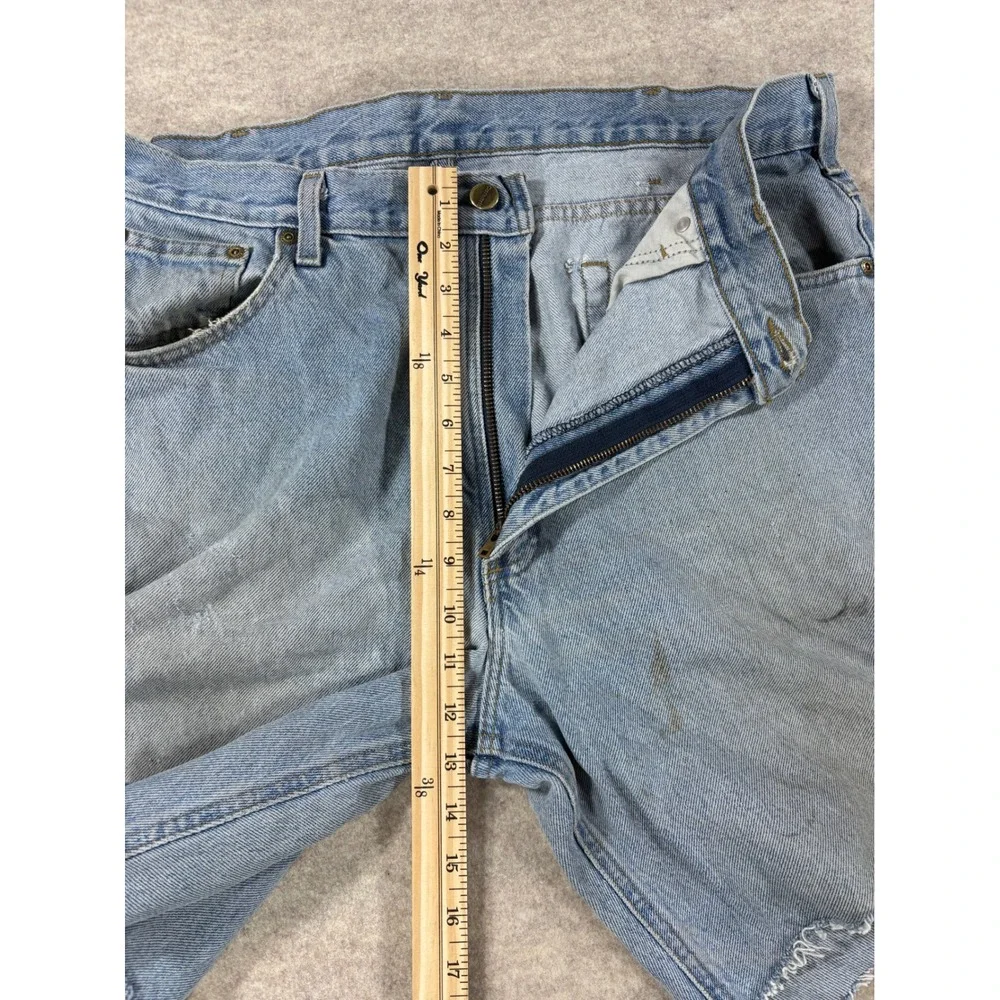Vintage Carhartt Mens Light Wash Denim Cut Off Shorts Jorts Distressed W38